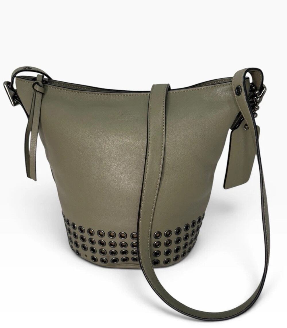 COACH Vintage Bleecker Bag Crossbody Grommet Mini Duffel Leather Olive Green